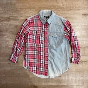 Two-Tone Pink and Blue Men's Shirt